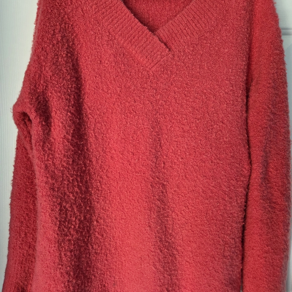 Anthropologie Vibrant Red V-Neck Sweater